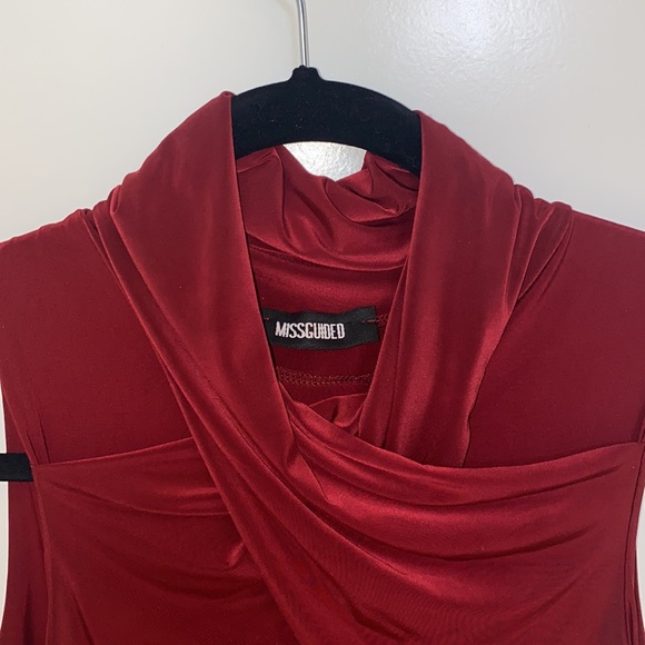 Burgundy Red Missguided High Neck Bodycon Midi Dress Size 6 - Picture 3 of 4